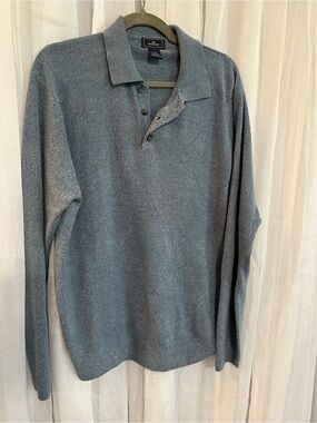 Dockers Bluish Gray Knit Polo Sweater